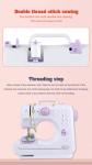 Sewing Machine for Beginners, Portable Mini Small Sewing Machine with 50 Pcs Fabric and 32 Pcs Sewing Threads Kit, 12 Built-in Stitches 2 Speed with Foot Pedal