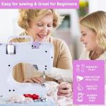 Sewing Machine for Beginners & Kids, Mini Portable Sewing Machines with 12 Built-in Stitch Patterns, 2-Speed Foot Pedal, Perfect for Teaching Daughter Granddaughter to Sew(27 Pieces Sewing Kit & Case)