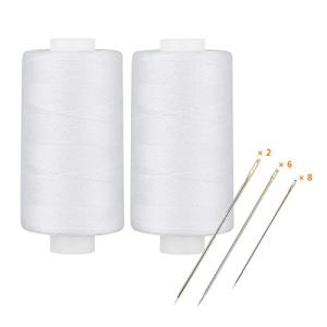Simthread All Purpose Thread Polyester 400 Yards (2 White)