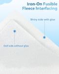 PLANTIONAL Iron-On Fusible Fleece Interfacing: 16.5 Inches x 10 Yards Medium Weight Single-Sided Loft Iron On Fusible Fleece White for Sewing Crafting and Home Decor