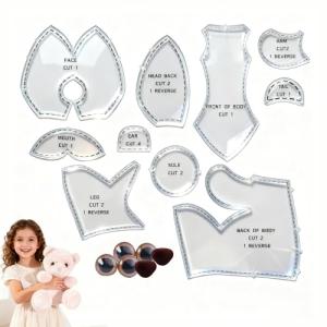 10 Inch Memory Bear Quilting Templates & Sewing Patterns - Beginners Friendly | with PVC Stencil Rulers, Craft Eyes and Noses Step-by-Step Tutorials/Instructions for Easy DIY(10in)