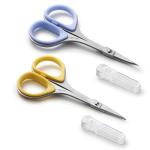 Beaditive Sewing and Embroidery Scissors Set (2 pcs) Curved and Straight, Sharp, Stainless-Steel Design | Precision Tips, Ergonomic Rubber Handle Grip | Small, Compact DIY Use (Extra Sharp)