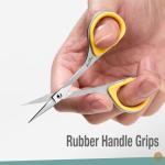 Beaditive Sewing and Embroidery Scissors Set (2 pcs) Curved and Straight, Sharp, Stainless-Steel Design | Precision Tips, Ergonomic Rubber Handle Grip | Small, Compact DIY Use (Extra Sharp)