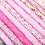 Boao 10 Pcs 20'' x 20'' Cotton Fabric Bundles Pink Quilting Patchwork Pre-Cut Squares Floral Stripes Gingham Polka Dots Prints Sewing Fabric for DIY Handmade Crafting Home Party Decorations
