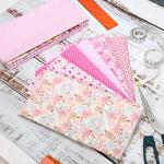 Boao 10 Pcs 20'' x 20'' Cotton Fabric Bundles Pink Quilting Patchwork Pre-Cut Squares Floral Stripes Gingham Polka Dots Prints Sewing Fabric for DIY Handmade Crafting Home Party Decorations