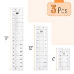 Mr. Pen- Sewing Ruler, 3 Pack, 6", 12" & 17", Acrylic Ruler, Quilting Ruler, Cutting Ruler, Acrylic Ruler for Cutting Fabric, Rulers for Quilting and Sewing, Non Slip Quilt Rulers, Sewing Supplies