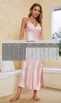 ALCEA ROSEA Women Silk Satin Nightgown Sexy Lace Chemise Lingerie Long Sleepdress for Ladies Sleepwear Slip Negligee (X-Pink,Small)