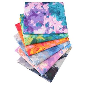 QiMicody Fat Quarters Fabric Bundles, 6Pcs 100% Cotton 19.69” x 19.69” (50cmx50cm) Precut Quilting Fabric Squares Sheets for DIY Patchwork Sewing Quilting Crafting, No Repeat Design (Batik Pattern)