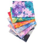 QiMicody Fat Quarters Fabric Bundles, 6Pcs 100% Cotton 19.69” x 19.69” (50cmx50cm) Precut Quilting Fabric Squares Sheets for DIY Patchwork Sewing Quilting Crafting, No Repeat Design (Batik Pattern)