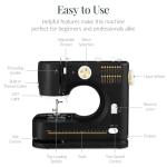 Best Choice Products Sewing Machine for Beginners, 55-Piece Kit, w/ 16 Built-in Stitch Patterns, Double Stitching, Foot Pedal, Storage Drawer, 6V - Black/Gold