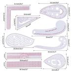 HLZC Fashion Clear Metric Sewing Ruler Set, French Curve Pattern Ruler Kit for Beginners Tailors Designers (A-9-Piece Set)