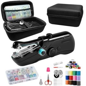 Handheld sewing machine, beginner's sewing kit with storage, two power supply modes, electric switch, simple operation, portable mini, beginner's sewing machine.Black