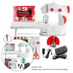 Hearth & Harbor Mini Sewing Machine for Beginners, Dual Speed Small Portable Sewing Machine for Kids and Adults with Extension Table, 48 Piece Gift Set Includes, Pedal, Projects Book and More, Red