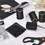 Topus Extra Strong Upholstery Repair Sewing Thread Kit and Heavy Duty Household Hand Needles, Including 7 Styles of Leather Canvas Sewing Needles and 3 Rolls Nylon Thread (70 Yard of Each Roll), Black