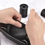 Topus Extra Strong Upholstery Repair Sewing Thread Kit and Heavy Duty Household Hand Needles, Including 7 Styles of Leather Canvas Sewing Needles and 3 Rolls Nylon Thread (70 Yard of Each Roll), Black