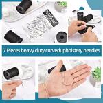 Topus Extra Strong Upholstery Repair Sewing Thread Kit and Heavy Duty Household Hand Needles, Including 7 Styles of Leather Canvas Sewing Needles and 3 Rolls Nylon Thread (70 Yard of Each Roll), Black