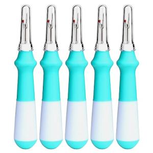 5 Pcs Ergonomic Grip Seam Ripper, Seam Ripper Set, Green Seam Rippers for Sewing,Thread Remover Tool for Crafting Removing Embroidery Hems Seams (Green)