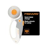 Fiskars 60mm Rotary Cutter for Fabric with Ergonomic Loop Grip And Comfort Handle, Titanium Rotary Fabric Cutter for Thick Materials, Easy and Safe Blade Change, Sewing Supplies and Quilting Tools