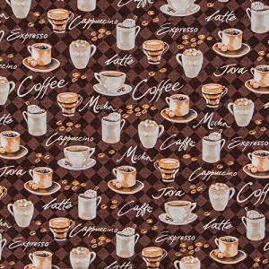 Hobby Lobby Coffee Print Cotton Calico Fabric (1 Yard) - Printed Sewing Lightweight Precut Fabric for Sewing Clothes, Homeware, & Other Accessories