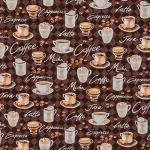 Hobby Lobby Coffee Print Cotton Calico Fabric (1 Yard) - Printed Sewing Lightweight Precut Fabric for Sewing Clothes, Homeware, & Other Accessories