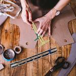 YEQIN 2 Pcs Sliding Gauge Measuring Sewing Tool, 5-in-1 Sliding Gauge Measuring and Stainless Steel Quilting Ruler Sewing Tool Fabric Quilting Ruler for Knitting Crafting Sewing Beginner Supplies