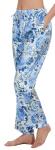Lavenderi Women's Silky Satin Casual Long Pajama Lounge Pants Drawstring Sleepwear, with Soft Fabric (Blue Flower,Large)