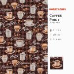 Hobby Lobby Coffee Print Cotton Calico Fabric (1 Yard) - Printed Sewing Lightweight Precut Fabric for Sewing Clothes, Homeware, & Other Accessories