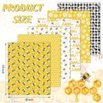 Whaline 6Pcs Bee Cotton Fabric Bundles Bee Daisy Honeycomb Plaid Fat Quarters Theme Quilting Patchwork Squares for Summer DIY Handmade Craft Decor, 18 x 22 Inch