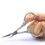 BIHRTC Vintage European Style Scissors Stainless Steel for Cross Stitch Cutting Embroidery Sewing Handcraft Craft Art Work DIY Tool(Silver)