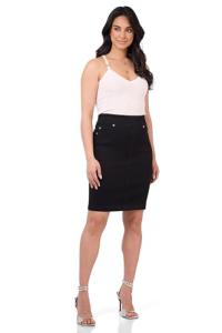 Rekucci Women’s Ease into Comfort Pull-On Stretch Denim Skirt – Soft Jean Fabric, Flattering Slim Fit, All-Day Comfort (10, Black)