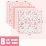 Aubliss 8pcs Fat Quarter Fabric Bundles (100% Cotton - 20'' x 20'') Quilting Cotton Craft Fabric Pre-Cut Squares Sheets for Patchwork Sewing Quilting Crafting(Sweet Pink)