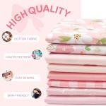 Aubliss 8pcs Fat Quarter Fabric Bundles (100% Cotton - 20'' x 20'') Quilting Cotton Craft Fabric Pre-Cut Squares Sheets for Patchwork Sewing Quilting Crafting(Sweet Pink)