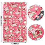 Boao 3 Pieces 3 Yards 62 Inch Wide Floral Cotton Fabric Rose Pattern Flowers Print Quilting Fabric Bundle for Mother‘s Day Quilting Sewing Crafting DIY Making