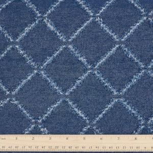 PH PandaHall Denim Fabric, 1.8 Yards Wide Hook Flower Denim Cloth Cotton Jean Fabric 21.7 inch Long Jacquard Rhombus Pattern Fabrics for Sewing DIY Crafting Clothing Bags, Midnight Blue