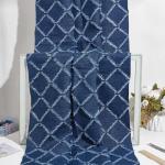 PH PandaHall Denim Fabric, 1.8 Yards Wide Hook Flower Denim Cloth Cotton Jean Fabric 21.7 inch Long Jacquard Rhombus Pattern Fabrics for Sewing DIY Crafting Clothing Bags, Midnight Blue