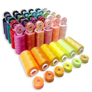 72 PCS Sewing Thread, Thread for Sewing Supplies, 36 Colors Polyester, 400 Yards Per Spool with Spools and Prewound Bobbins for Hand & Machine