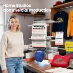 Poolin EOM 15-Needle Commercial Embroidery Machine for Small Business – Built for Hats, Caps & Daily Orders, 9” Touchscreen, Auto Color Change & Trim, Large Embroidery Area, WiFi/USB Design Transfer