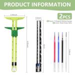 KISEER 2 Pieces Sewing Gauge Ruler 5-in-1 Sliding Sewing Measuring Ruler Fabric Quilting Tool with 4 Pcs Marker Pen for Knitting Crafting Sewing Beginner Supplies