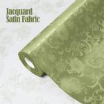 KKJIAF Sage Green Satin Jacquard Fabric 2 Yard, 60 Inch Wide Shiny Sunflower Pattern Silky Brocade Cloth Fabric for Tablecloth, Table Runner, Napkins, Dress, Bedding Sheet, DIY Crafts