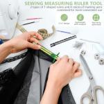 KISEER 2 Pieces Sewing Gauge Ruler 5-in-1 Sliding Sewing Measuring Ruler Fabric Quilting Tool with 4 Pcs Marker Pen for Knitting Crafting Sewing Beginner Supplies