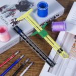 KISEER 2 Pieces Sewing Gauge Ruler 5-in-1 Sliding Sewing Measuring Ruler Fabric Quilting Tool with 4 Pcs Marker Pen for Knitting Crafting Sewing Beginner Supplies