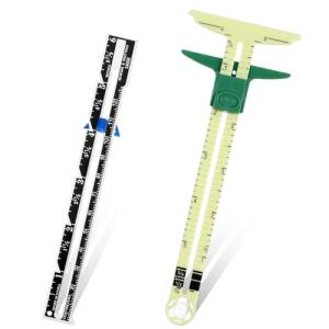 2 Pcs Seam Gauge for Sewing 5-in-1 T-Shaped Sliding Gauge Ruler Seam Gauge Fabric Quilting Ruler Sewing Gauge with Sliding Marker Measuring Tool Set for Knitting Crafting Sewing Beginner Supplies
