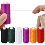 6 Pcs Sewing Thread Kit, 400 Yards Each Spool 402 Polyester Thread with Sewing Needle & Threader, Sewing Threads for Sewing Machine, Hand Stitching, Embroidery