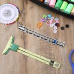 2 Pcs Seam Gauge for Sewing 5-in-1 T-Shaped Sliding Gauge Ruler Seam Gauge Fabric Quilting Ruler Sewing Gauge with Sliding Marker Measuring Tool Set for Knitting Crafting Sewing Beginner Supplies