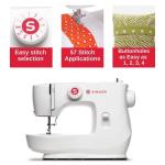 SINGER MX60 Lightweight & Portable Sewing Machine with Accessory Kit & Foot Pedal | 57 Stitch Applications, LED Light & 4-step Buttonhole | Great for Crafts & Mending