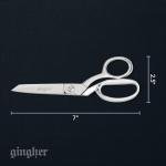 Gingher 7" Dressmaker's Fabric Scissors with Protective Sheath, Stainless Steel Shears, Sharp Knife Edge Fabric Scissors, Chrome Plated Nickel Finish