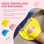4Pcs Edge Stitch Lock & Sewing Gauge,Sewing Needle Gauge Measuring Tool,Mini Sewing Finger Ruler for Even Stitches,Quilting Stitching Aids for Beginners,DIY Stitching kit Tool,4MM&4Colours