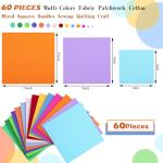 60 Pcs Cotton Fabric Bundle Fat Quarters for Sewing and Quilting Colorful Fabric Bundles Precut Square for DIY Craft Patchwork(4 x 4 Inch)