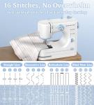 SEDNEE Sewing Machine for Beginners, 16 Built-In Stitches, Small Sewing Machine with Accessory Kit, 2-Speed, Foot Pedal, Storage Drawer, Portable Tabletop Full-Feature Design for Home DIY (Blue)