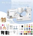 SEDNEE Sewing Machine for Beginners, 16 Built-In Stitches, Small Sewing Machine with Accessory Kit, 2-Speed, Foot Pedal, Storage Drawer, Portable Tabletop Full-Feature Design for Home DIY (Blue)